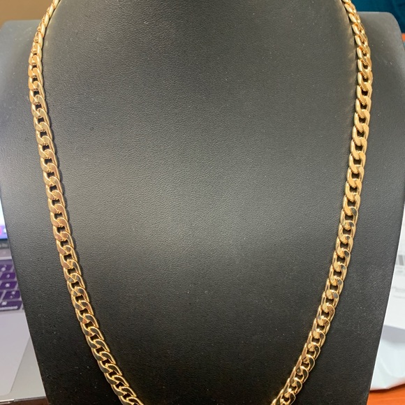 Mens gold plated curb Cuban chain necklace - Picture 7 of 8